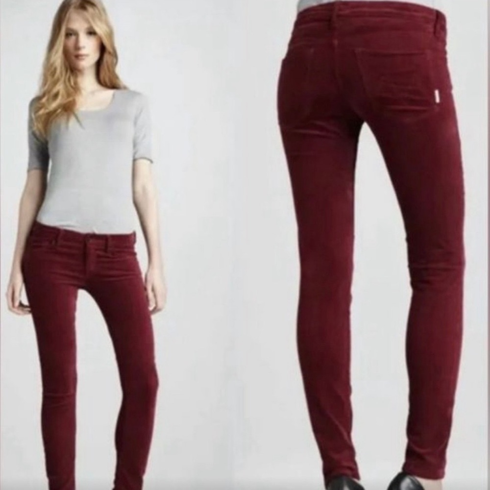 Mother the looker my life as a snow bunny dark red velvet pants